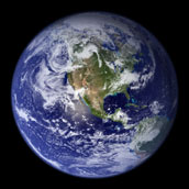 Blue Marble full-disk Earth composite.